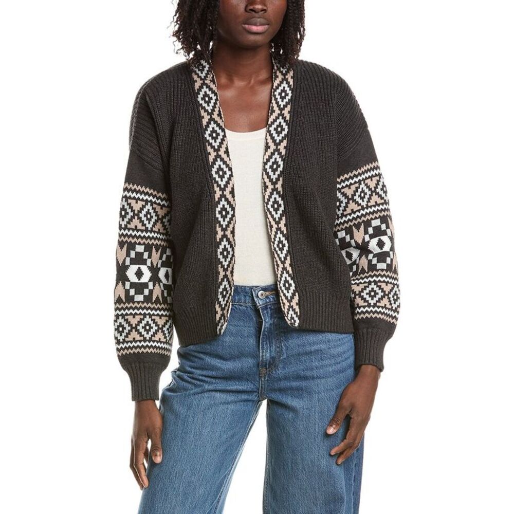&Isla Womens  Thea Aztec Edge To Edge Cardigan, Grey